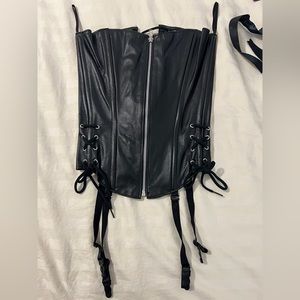 Alure Genuine Leather Bustier w/Garter S